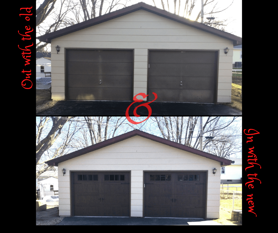 Before and after garage door installation